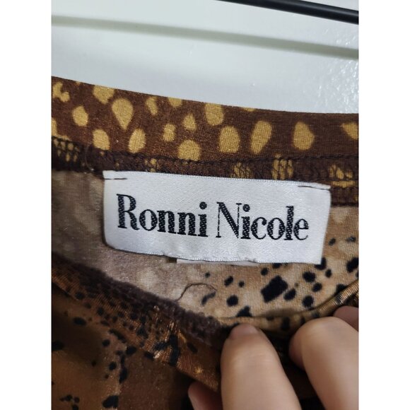 Ronni Nicole Women's S VTG Animal Print Liquid Knit Slinky Maxi Skirt Brown USA - Picture 4 of 7